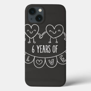 6 Anniversário Gift Chalk Hearts