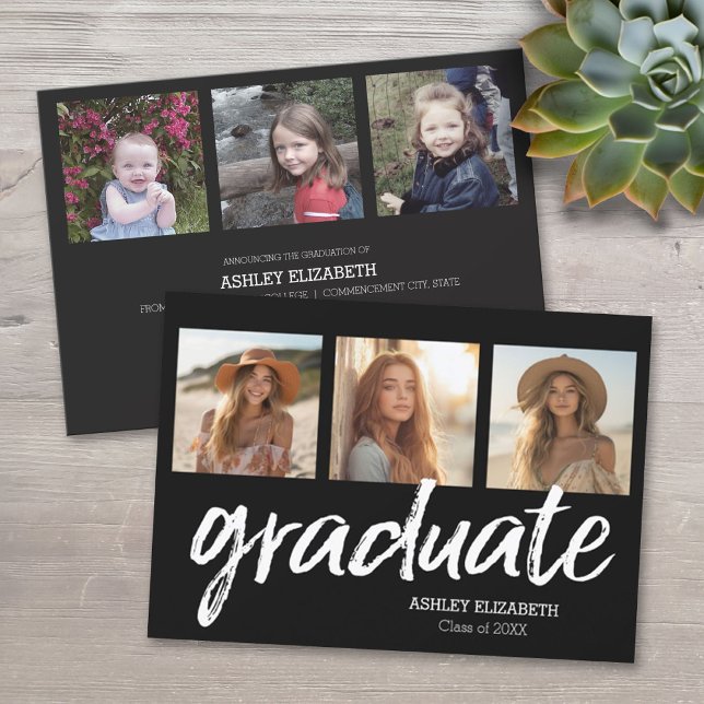 6 Anúncio de Graduação Fashion com Fotos (Custom Graduation Announcement)