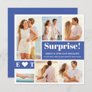 6 Anúncio do Noivado Azul de Colagem de Fotos