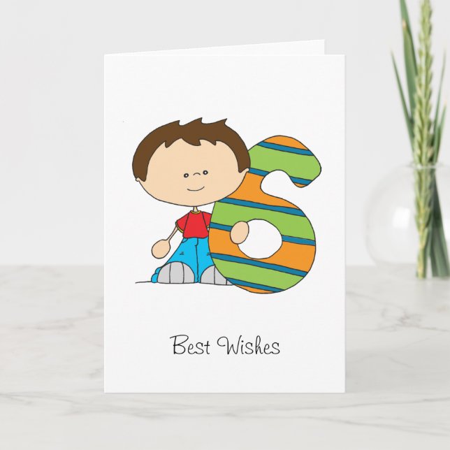 6 Birthday - Cartão de saudação - Menino (Frente)