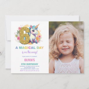 6 Birthday Unicorn Birthday - Foto dos Convites de