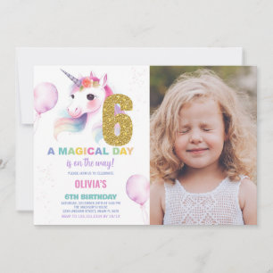 6 Birthday Unicorn Birthday - Foto dos Convites de