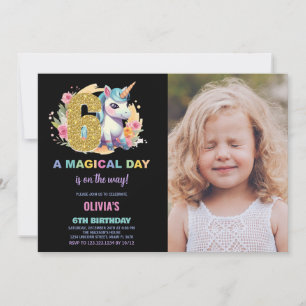 6 Birthday Unicorn Birthday - Foto dos Convites de