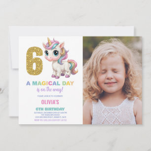 6 Birthday Unicorn Birthday - Foto dos Convites de