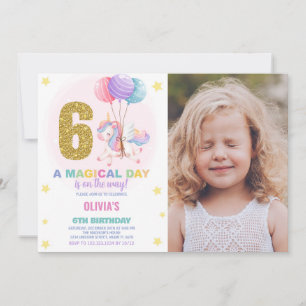 6 Birthday Unicorn Birthday - Foto dos Convites de