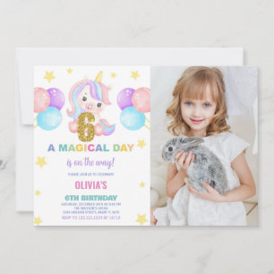 6 Birthday Unicorn Birthday - Foto dos Convites de