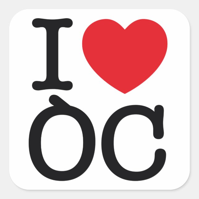 6 etiquetas “I Love Oc” tábua de 6 stickers (Frente)