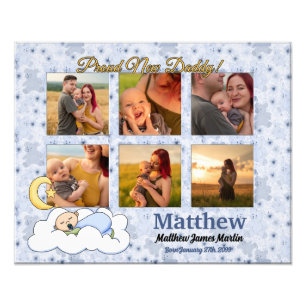 6 Foto Nova Colagem de Fotos Azul-Bebê Novos Pais