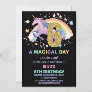 6 Unicorn - Convites de Aniversário