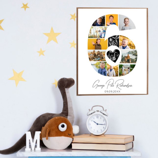 6th Birthday Photo Collage Poster Keepsake (Criador carregado)