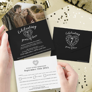 7º aniversário de casamento de ônix preto RSVP fot
