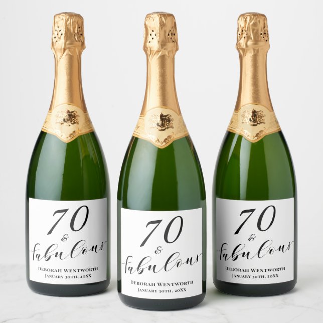 70 and Fabulous Seventy Birthday Elegant Script (Garrafas)