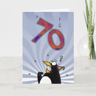 70 Aniversário - Cartão Surpresa de Pinguim