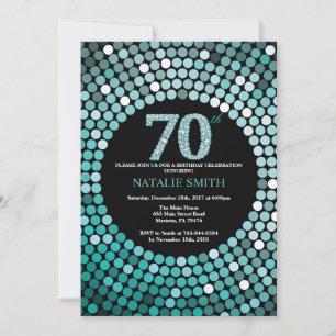 70 Aniversário Convite Preto e Teal