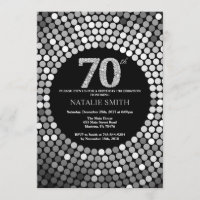 70 Aniversário do Convite Preto e Silver