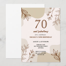 70 beige castanho, convite para o aniversário flor