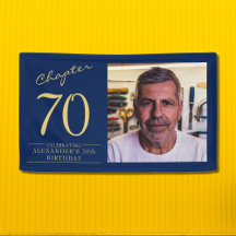70 Birthday Blue Dourado Foto