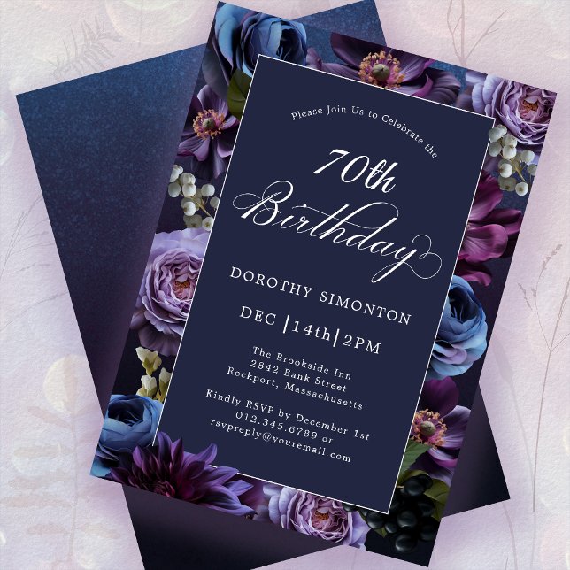 70 Birthday - Convite à Flor Púrpura (Criador carregado)