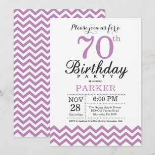 70 Birthday - Convite Purple Chevron
