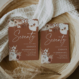 70 Birthday Convite Terracotta Boho Pampas