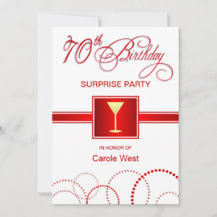 70 Birthday Surprise Convites de festas - Vermelho