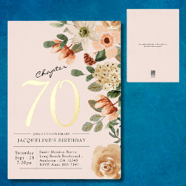 70 Birthday Vintage Floral Dourado