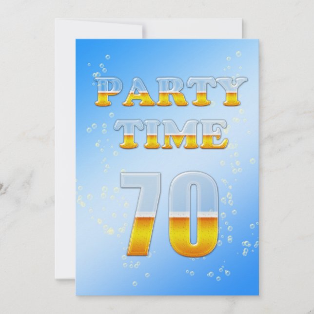 70 convite de aniversário com cerveja (Frente)
