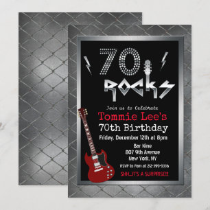 70 Convite de Aniversário do Rockstar Guitar 70