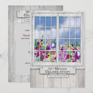 70 Convite de aniversário, Janela Rústica