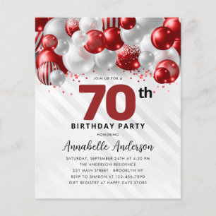 70 de Aniversário do Balão de Silver Vermelho do O