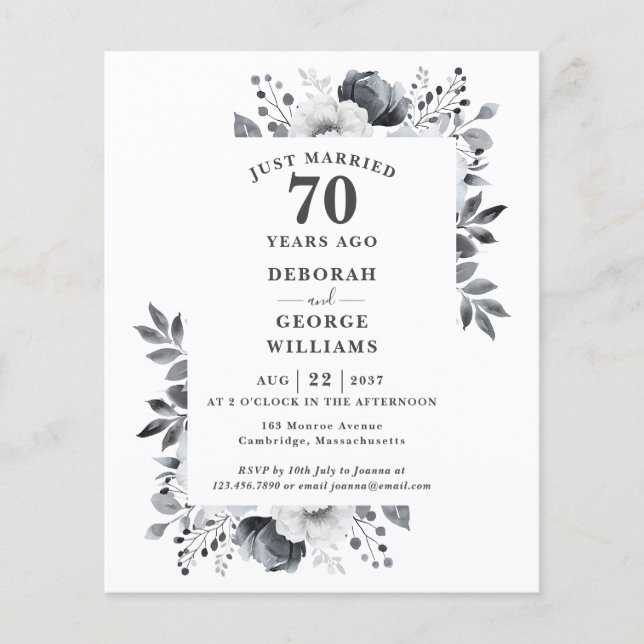 70 de Orçamento Aniversário de Casamento Convite F (Frente)