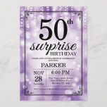 70 de Surpresa - Glitter Roxo de Convite de Aniver<br><div class="desc">Surpreenda o 50º Convite de Aniversário com Luzes de Cordas Roxas com Fundo de Brilho Roxo. Aniversário Roxo. Aniversário Adulto. Homens ou Mulheres no Dia Convidam. 13 15 16º 18º 20 21 rua 30 40º 50º 80 de 60º 70 de 100º, qualquer idade. Para mais personalização, clique no botão "Personalizar"...</div>