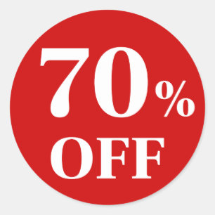 70% OFF Adesivo Redondo Clássico de Fundo Vermelho