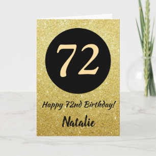 72.º Aniversário Feliz, Preto e Dourado Cartão Lum