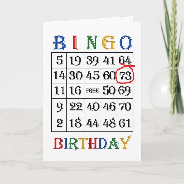 73.o Cartão Bingo de Aniversário (Frente)