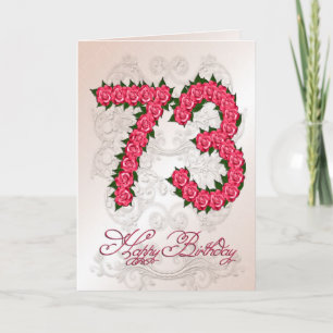 73.o cartão de aniversário com rosas e folhas