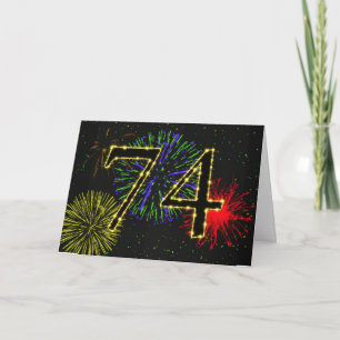 74.º Cartão de aniversário com fogos de artifí
