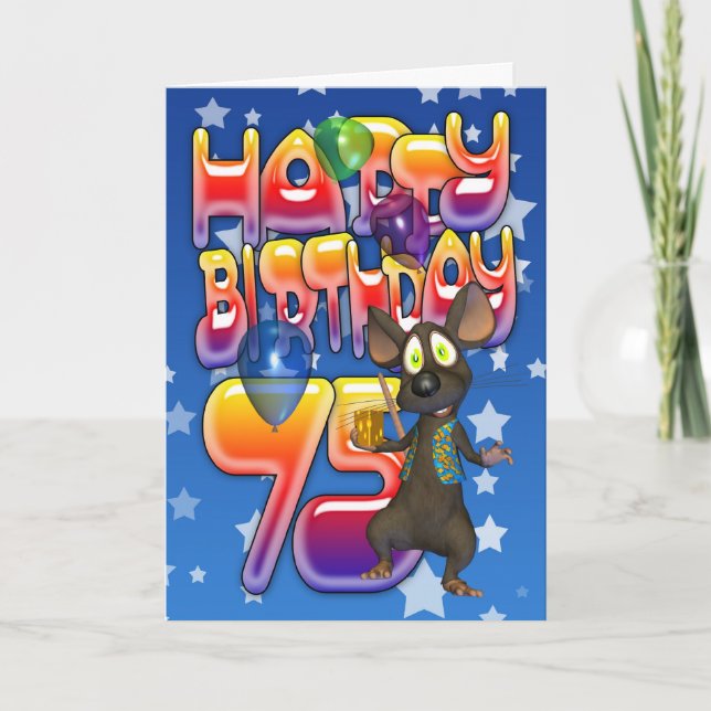 75º Cartão de aniversário bonito com ratinho (Frente)