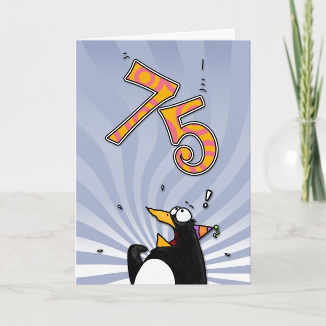 75.º Aniversário - Cartão Surpresa de Pinguim (Frente)