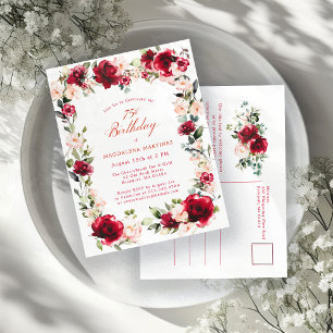 75.º Convite à Rosa vermelha de Aniversário Pink P