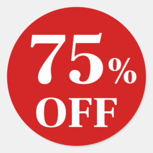 75% OFF Adesivo Redondo Clássico de Fundo Vermelho