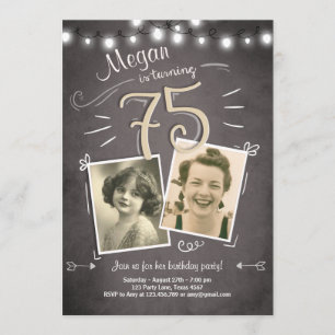 75th Aniversário do adulto do vintage do convite