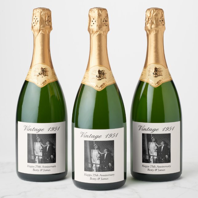 75th Anniversary Gift Personalized Wedding Photo (Garrafas)