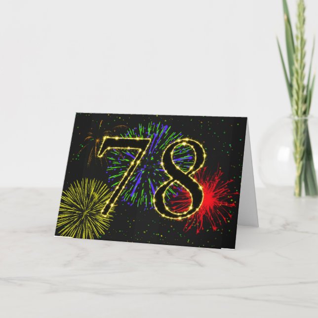 78º Cartão de aniversário com fogos de artifício (Frente)