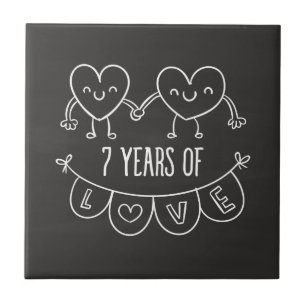 7 Anniversário Gift Chalk Hearts