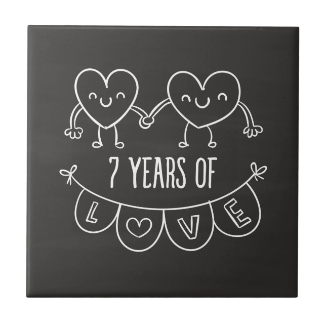 7 Anniversário Gift Chalk Hearts (Frente)