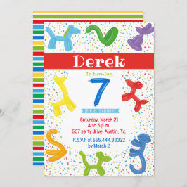 7 anos animais balões convite