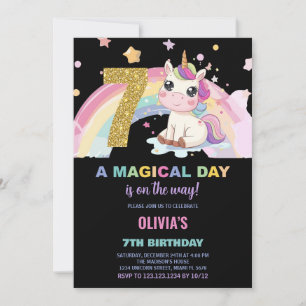 7 Birthday Unicorn Birthday - Convites de Aniversá