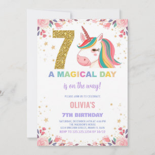 7 Birthday Unicorn Birthday - Convites de Aniversá