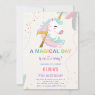7 Birthday Unicorn Birthday - Convites de Aniversá